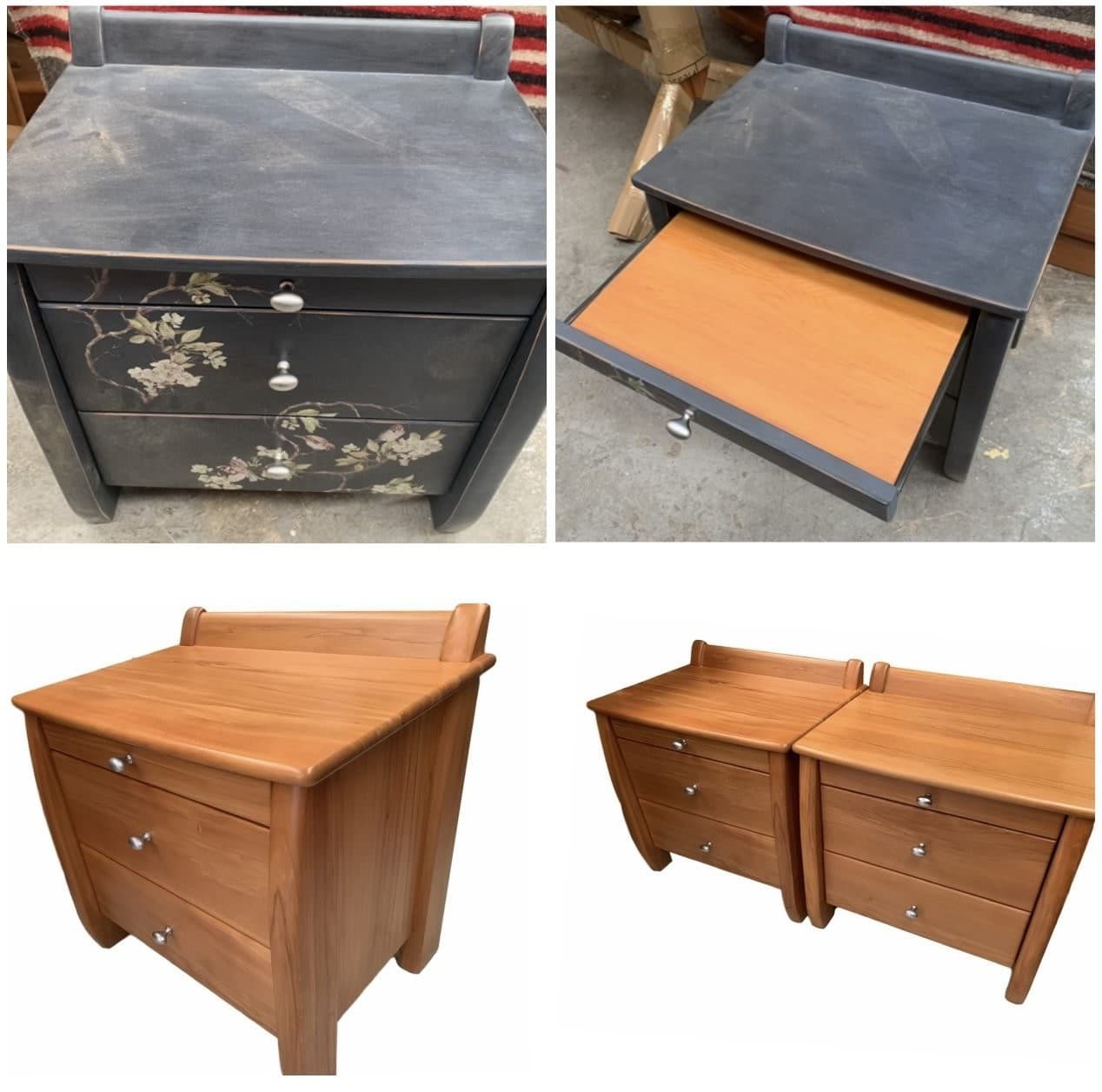Native Grain Co.: before and after restoration of a native timber bedside table