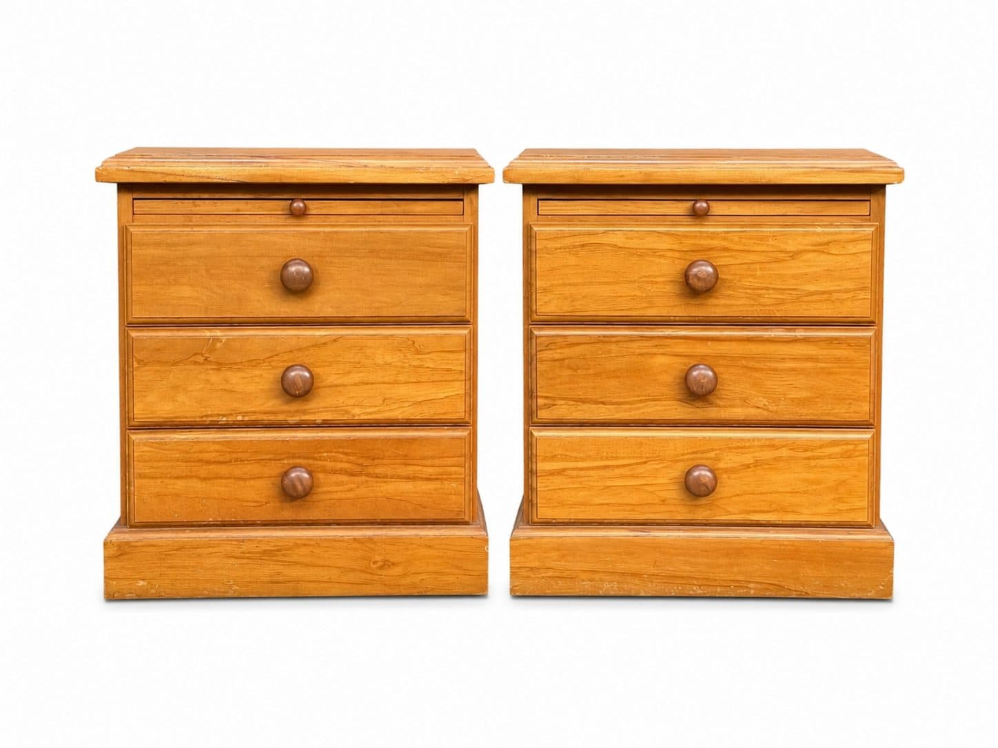 Three-Drawer Bun-Foot Rimu Bedside Pair